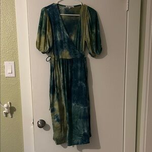 Elegant Tie-Dye Wrap Dress
